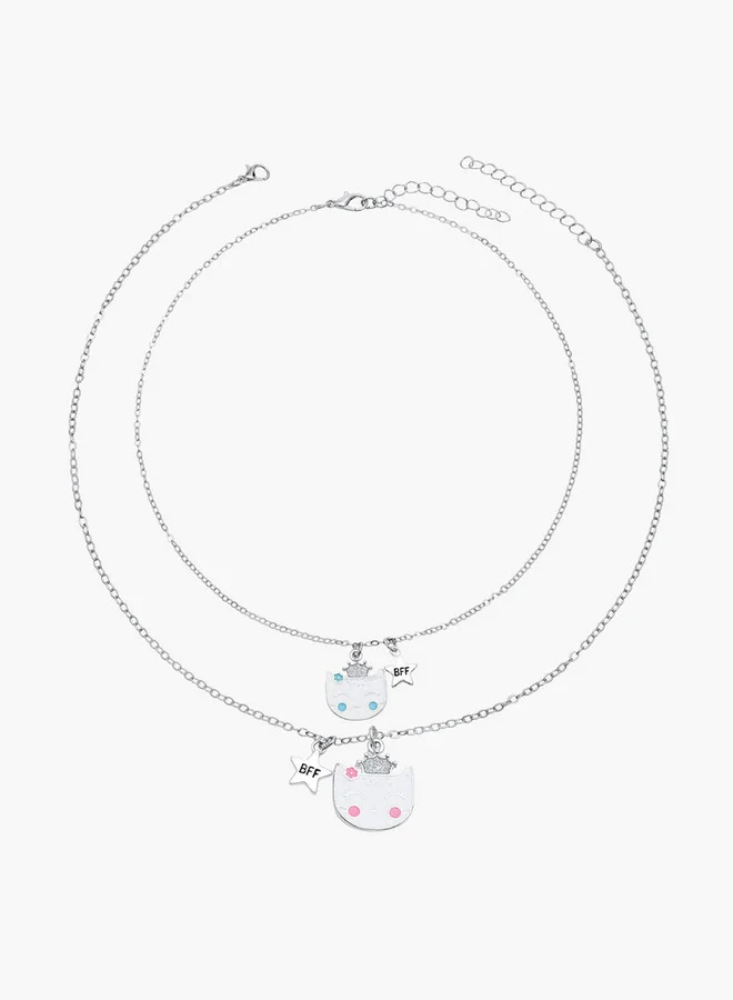 Flora Bella By Shoexpress Cat Pendant Bff Necklace - Set Of 2